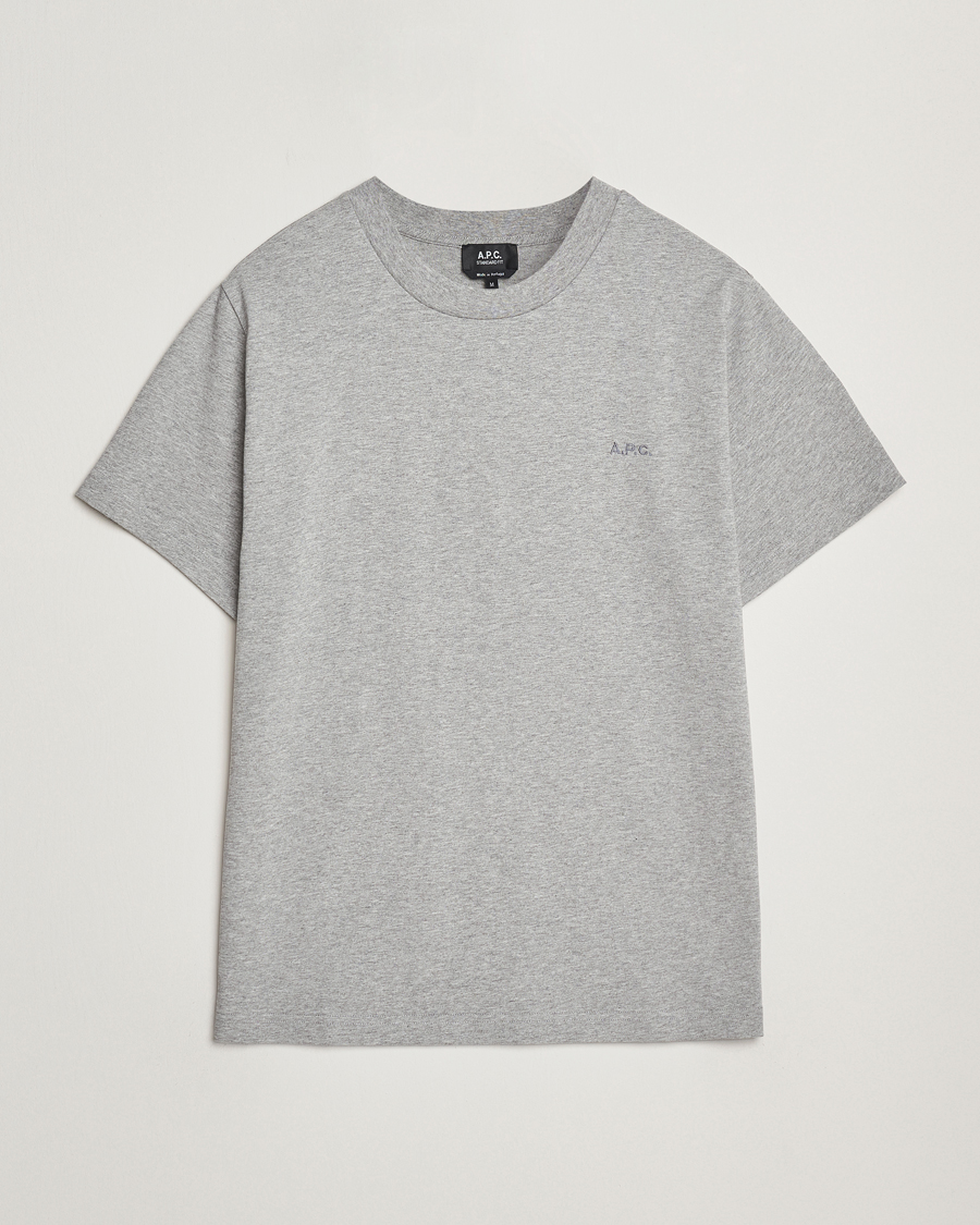 Men | T-Shirts | A.P.C. | Embroidered APC T-Shirt Heather Grey