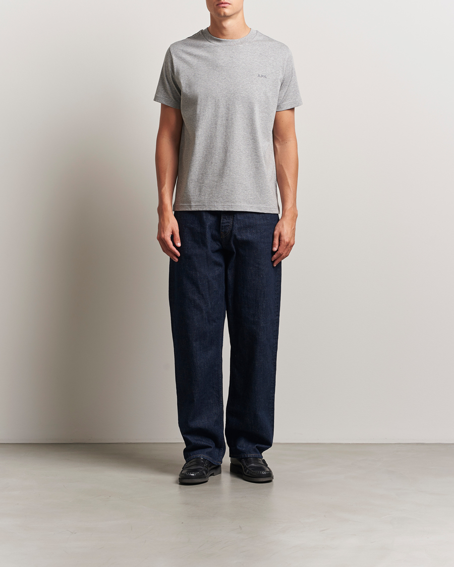 Men | T-Shirts | A.P.C. | Embroidered APC T-Shirt Heather Grey