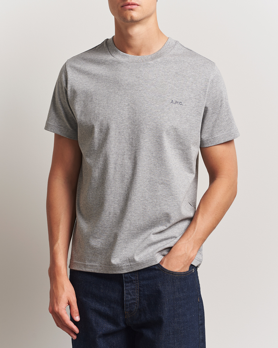 Men | T-Shirts | A.P.C. | Embroidered APC T-Shirt Heather Grey