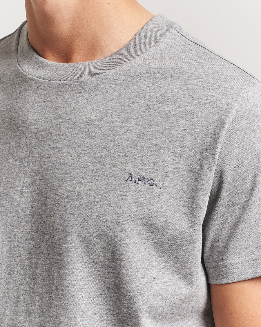 Men | T-Shirts | A.P.C. | Embroidered APC T-Shirt Heather Grey