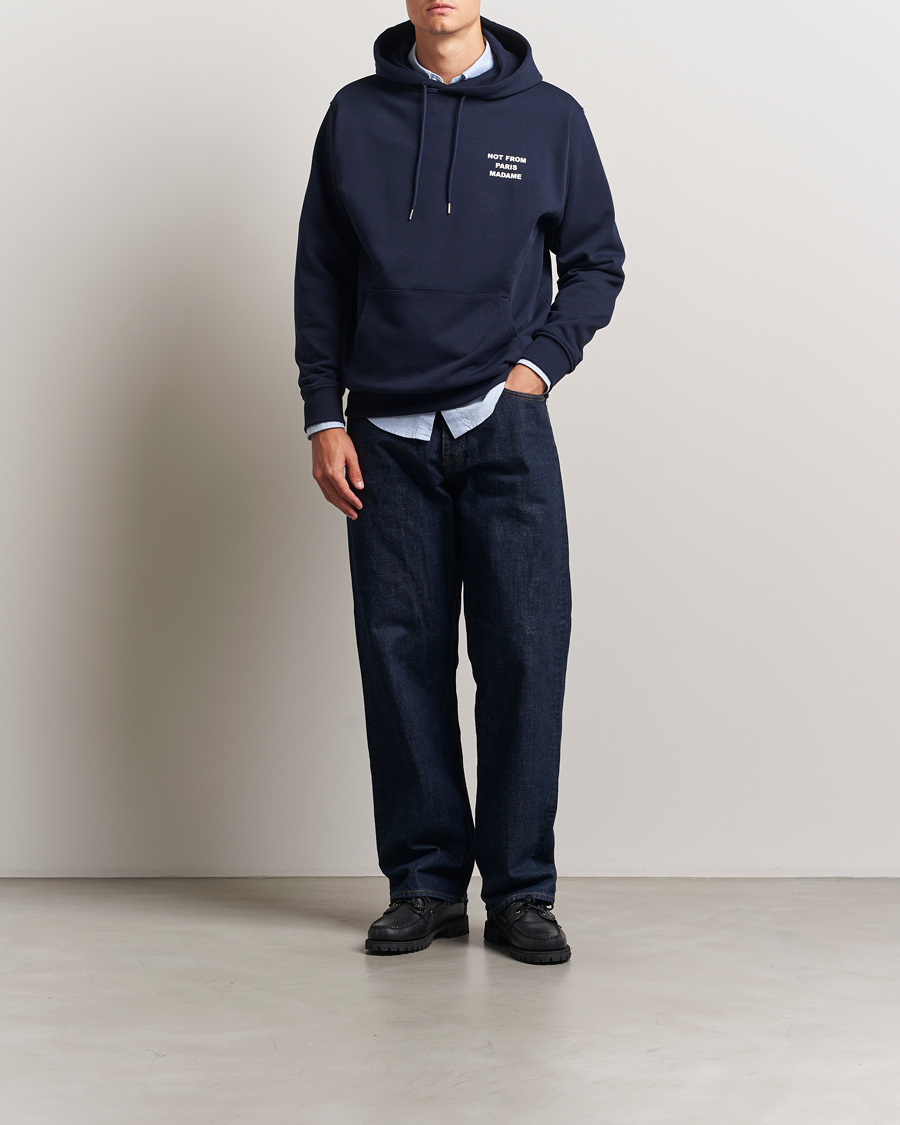 Men | Sweaters & Knitwear | Drôle de Monsieur | Slogan Hoodie Navy