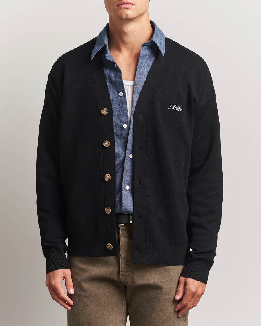 Men | Sweaters & Knitwear | Drôle de Monsieur | Merino Knitted Cardigan Black