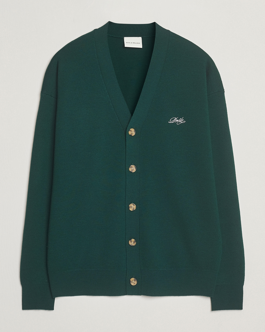 Men | Sweaters & Knitwear | Drôle de Monsieur | Merino Knitted Cardigan Dark Green