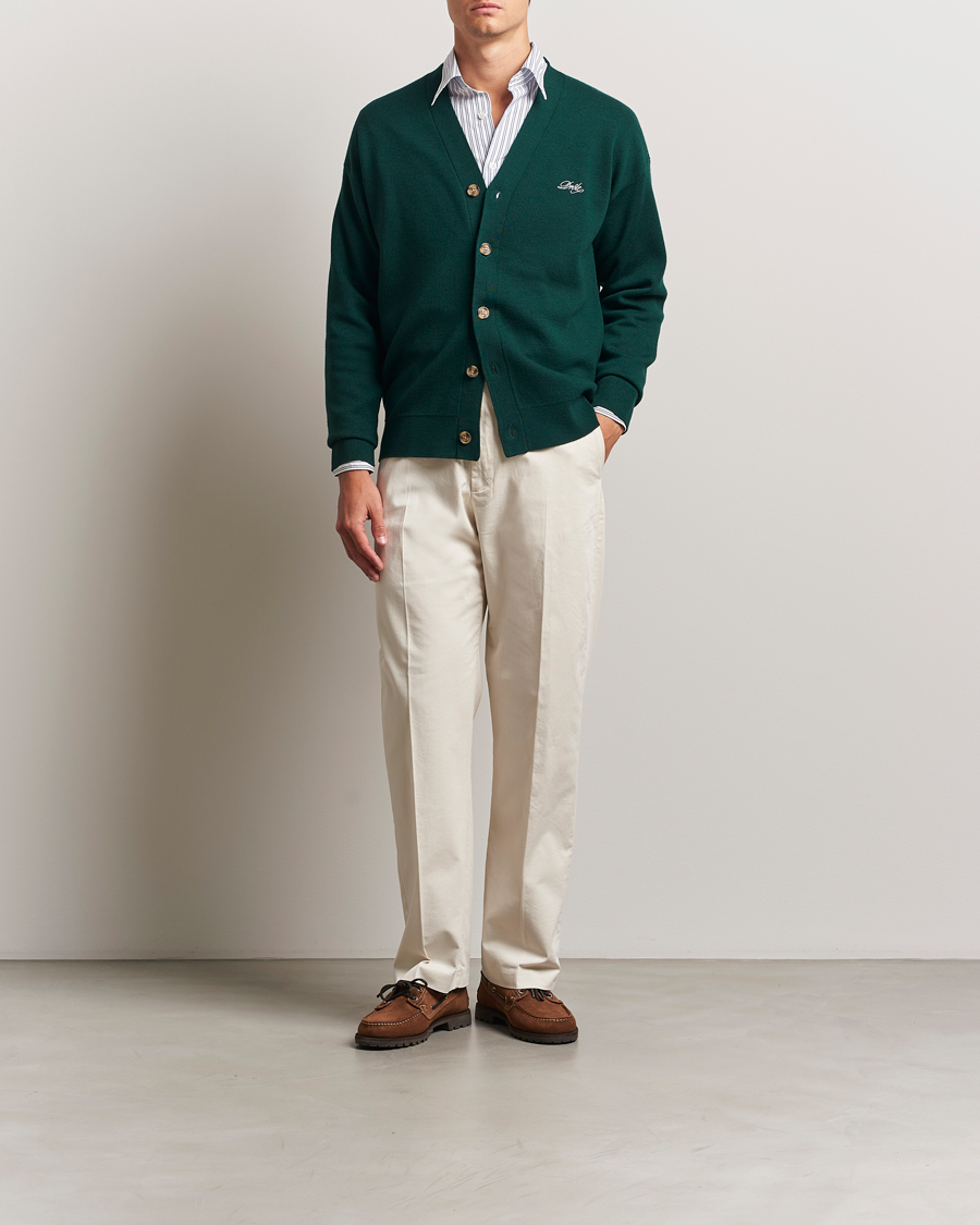 Men | Sweaters & Knitwear | Drôle de Monsieur | Merino Knitted Cardigan Dark Green