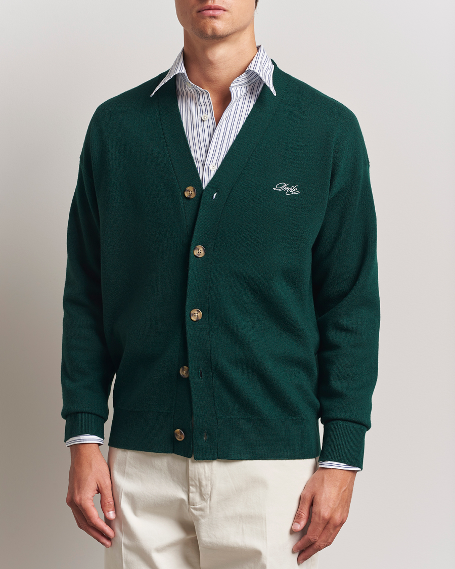 Men | Sweaters & Knitwear | Drôle de Monsieur | Merino Knitted Cardigan Dark Green