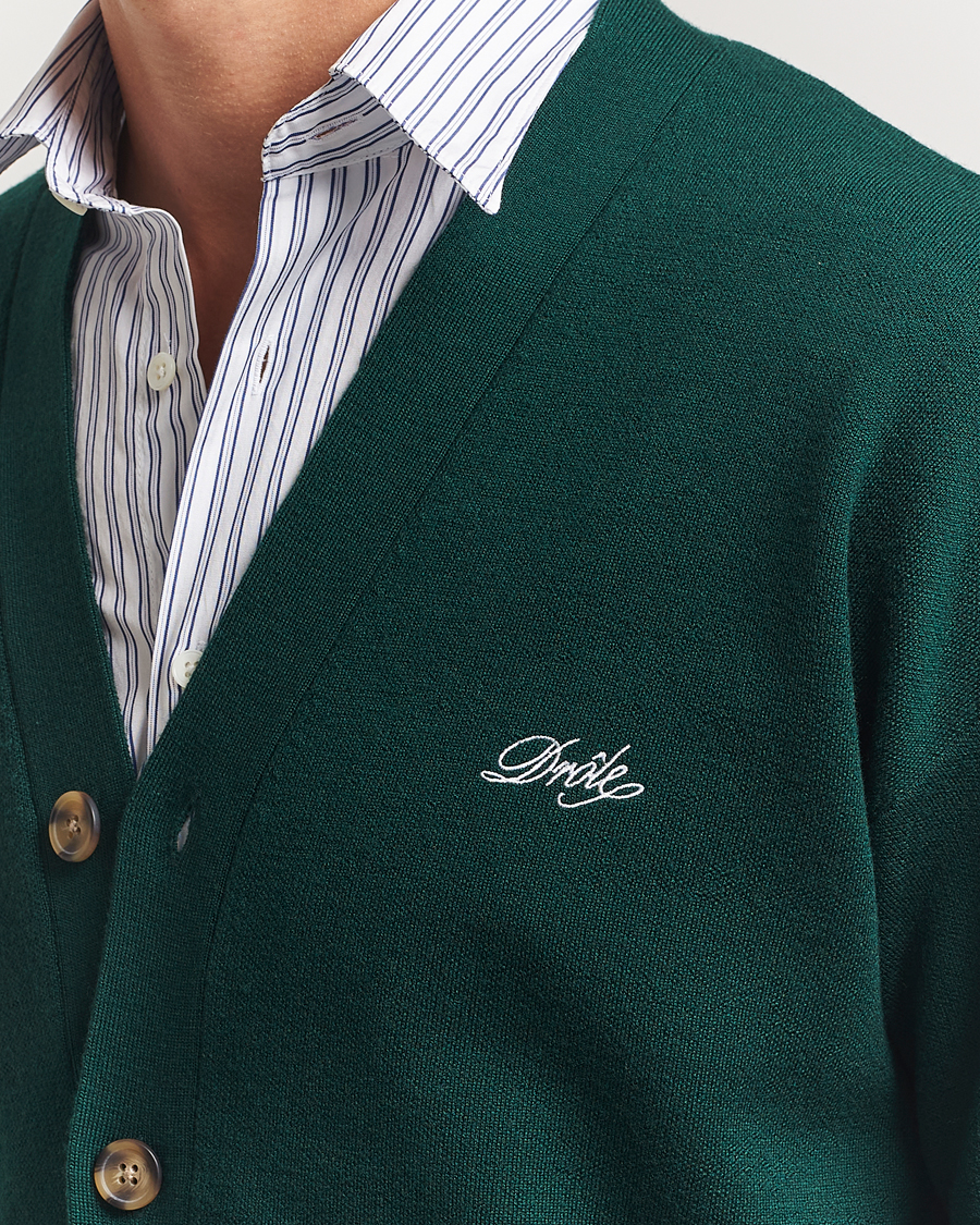 Men | Sweaters & Knitwear | Drôle de Monsieur | Merino Knitted Cardigan Dark Green