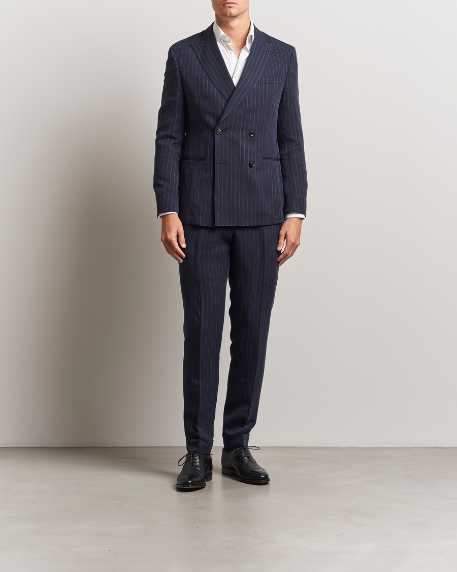 Men | Suits | BOSS BLACK | Huge Double Breasted Pinstriped Suit Dark Blue