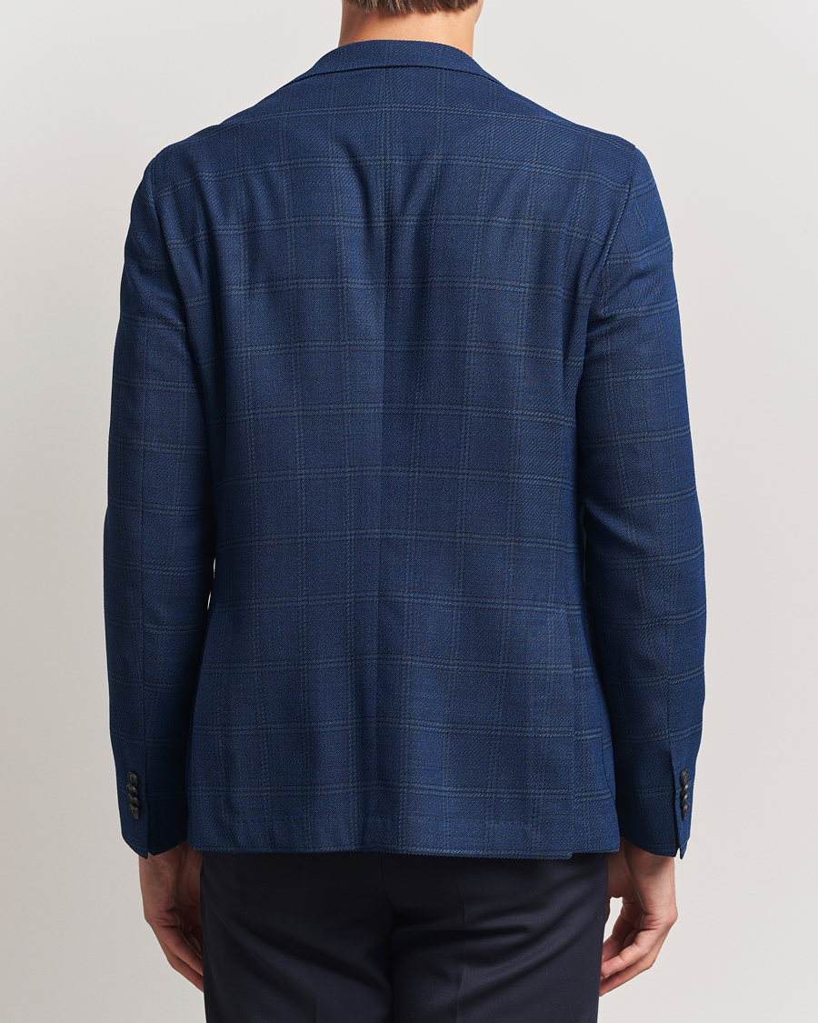 Men | Blazers | BOSS BLACK | Hanry Wool Checked Blazer Dark Blue