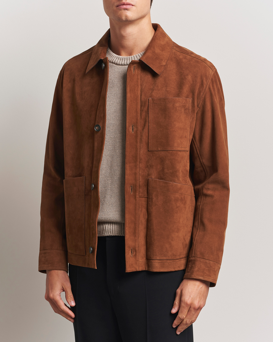 Men | Coats & Jackets | BOSS BLACK | Markuedo Suede Jacket Medium Brown