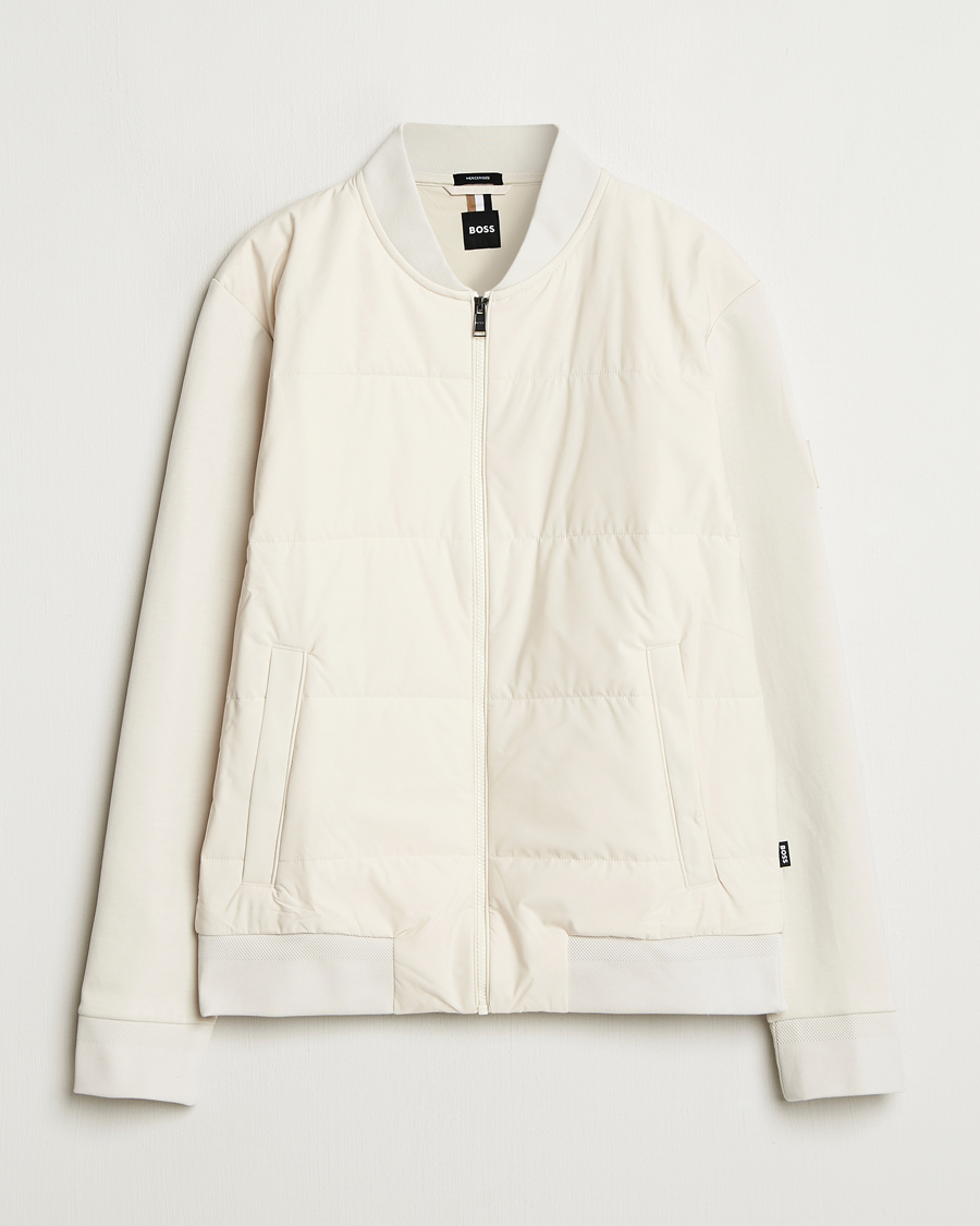 Men | Sweaters & Knitwear | BOSS BLACK | Skiles Hybrid Full Zip Open White