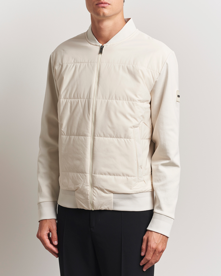 Men | Sweaters & Knitwear | BOSS BLACK | Skiles Hybrid Full Zip Open White