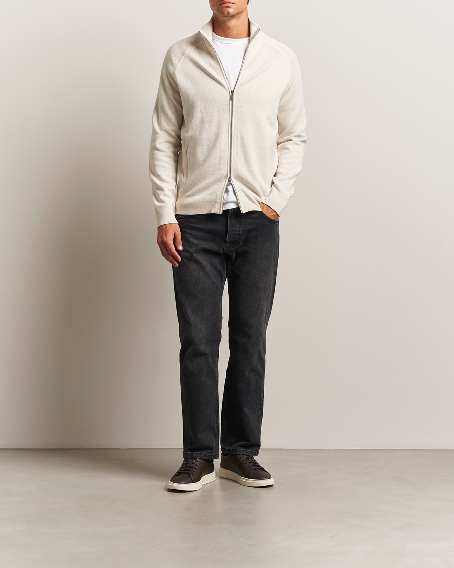 Men | Sweaters & Knitwear | BOSS BLACK | Idino Knitted Full Zip Open White