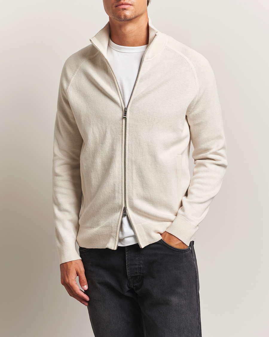 Men | Sweaters & Knitwear | BOSS BLACK | Idino Knitted Full Zip Open White