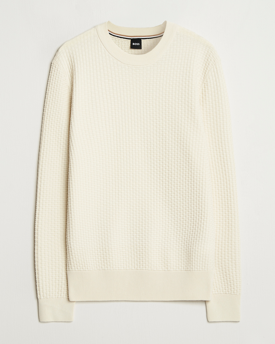 Men | Sweaters & Knitwear | BOSS BLACK | Imberto Structured Knitted Sweater Open White
