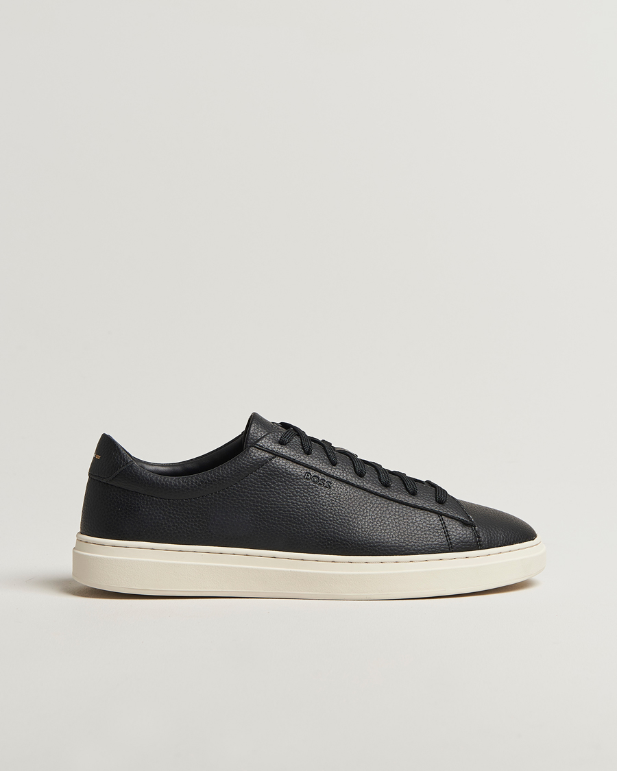 Men | Sneakers | BOSS BLACK | Kieran Grained Leather Sneaker Black