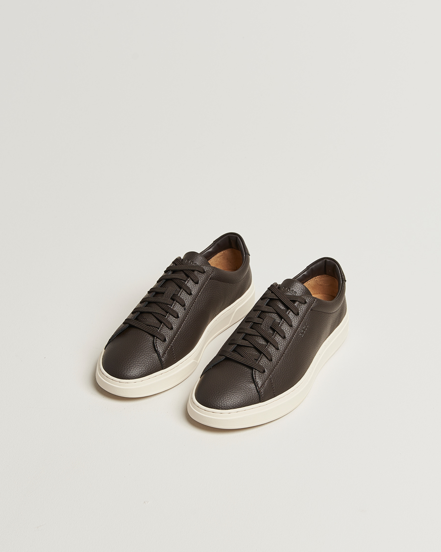 Men | Sneakers | BOSS BLACK | Kieran Grained Leather Sneaker Dark Brown
