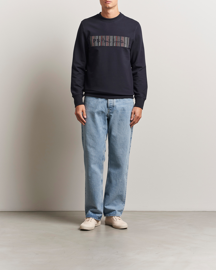 Men | Sweaters & Knitwear | PS Paul Smith | Striped Crew Neck Sweatshirt Navy