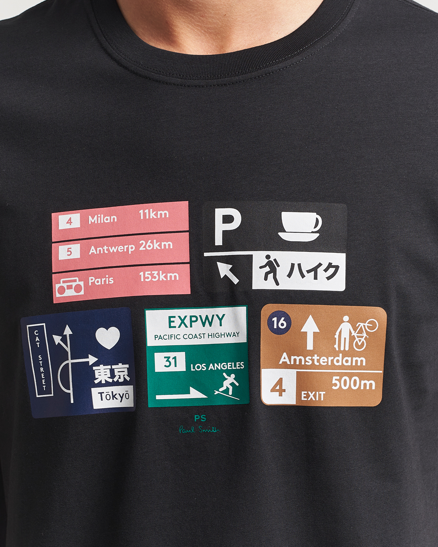 Men | T-Shirts | PS Paul Smith | Road Signs Crew Neck T-Shirt Black