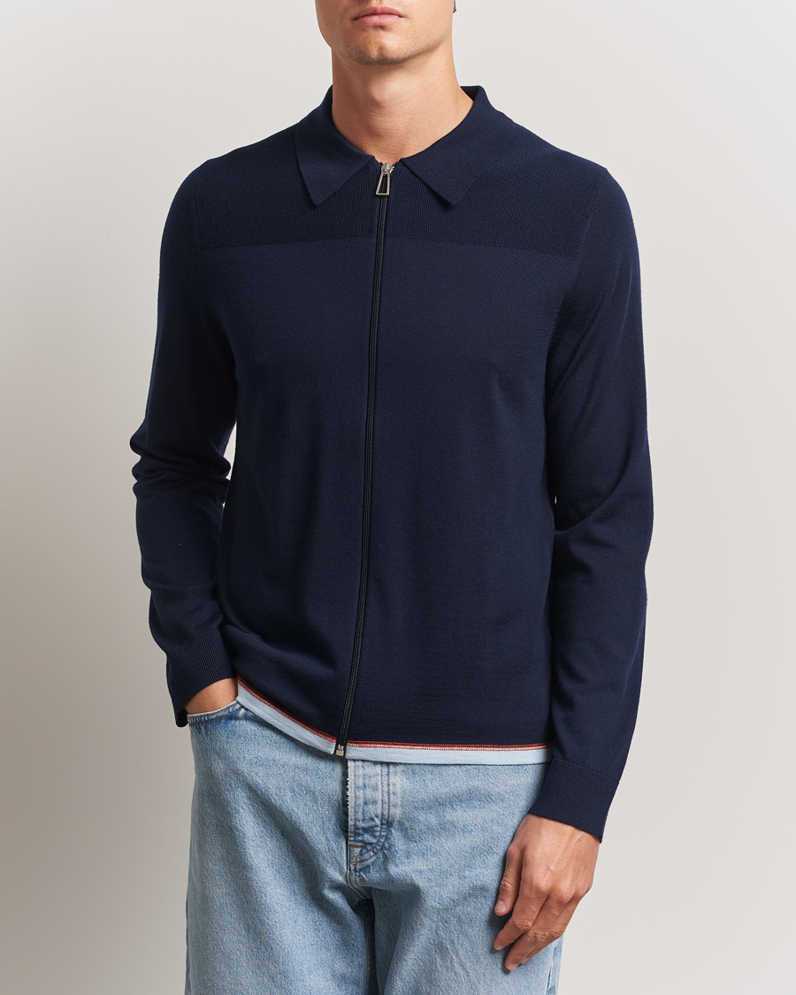 Men | Sweaters & Knitwear | PS Paul Smith | Merino Knitted Full Zip Navy