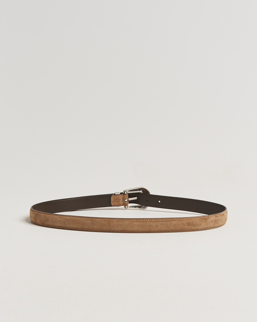 Men | Belts | Anderson's | Western Suede Belt 2,5 cm Taupe