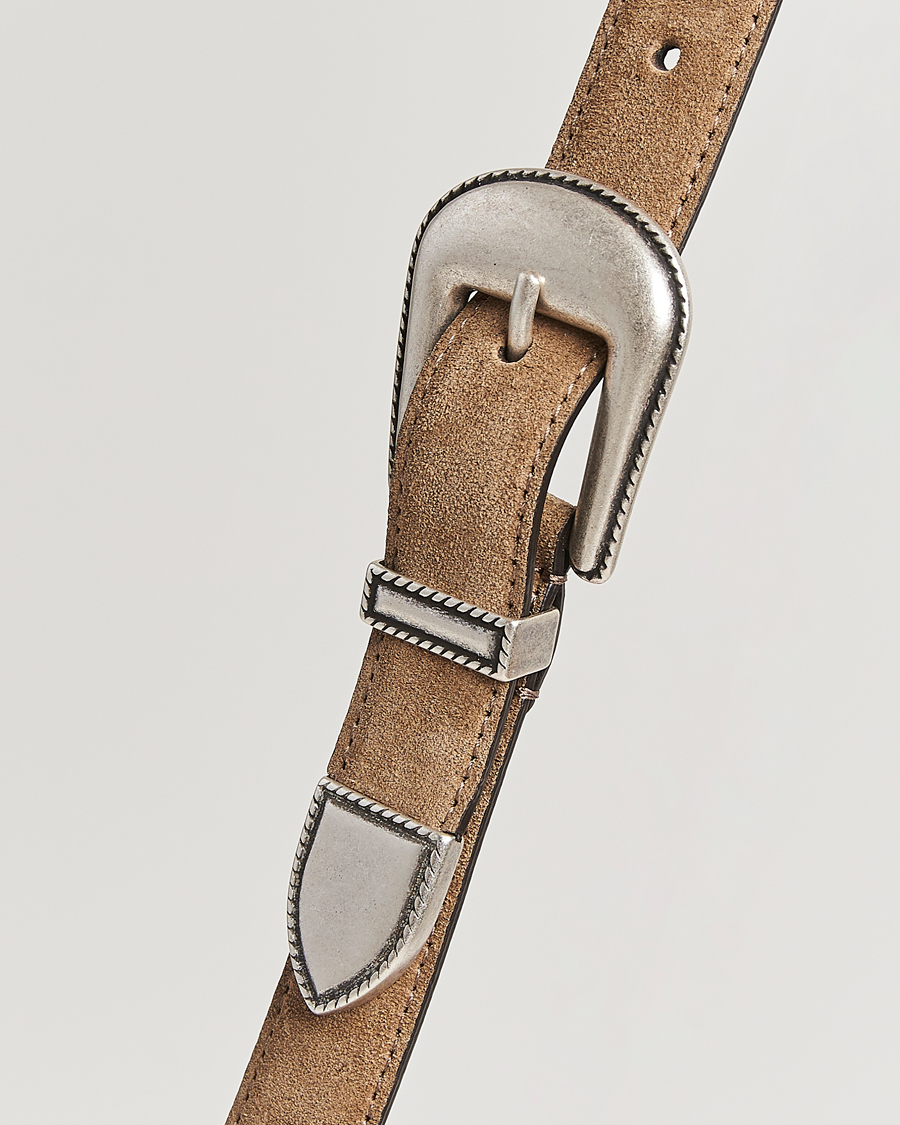 Men | Belts | Anderson's | Western Suede Belt 2,5 cm Taupe