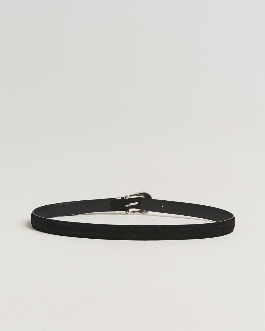 Men | Belts | Anderson's | Western Suede Belt 2,5 cm Black