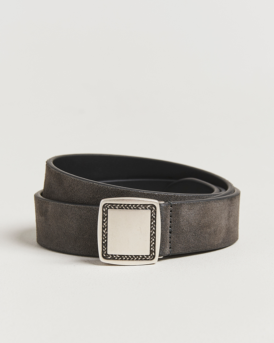 Men | Belts | Anderson's | Suede Buckle Belt 3cm Grey