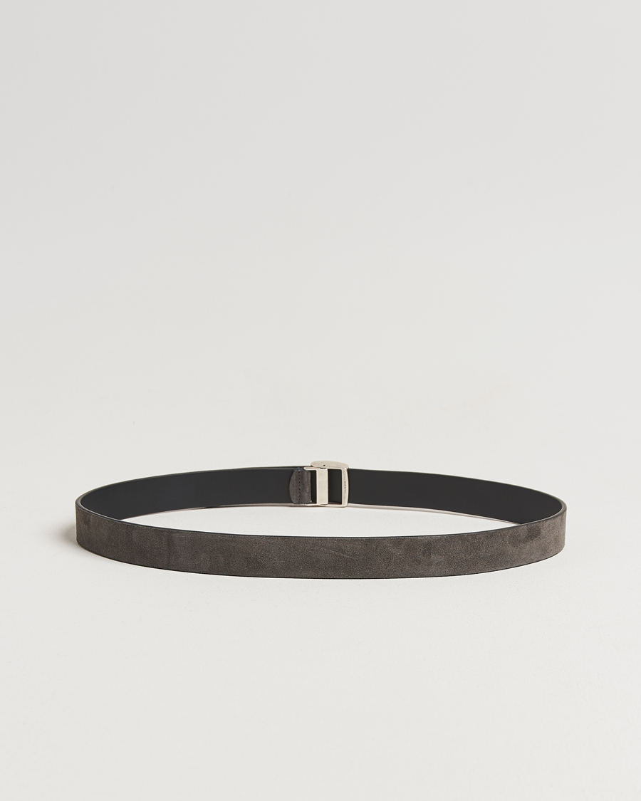 Men | Belts | Anderson's | Suede Buckle Belt 3cm Grey