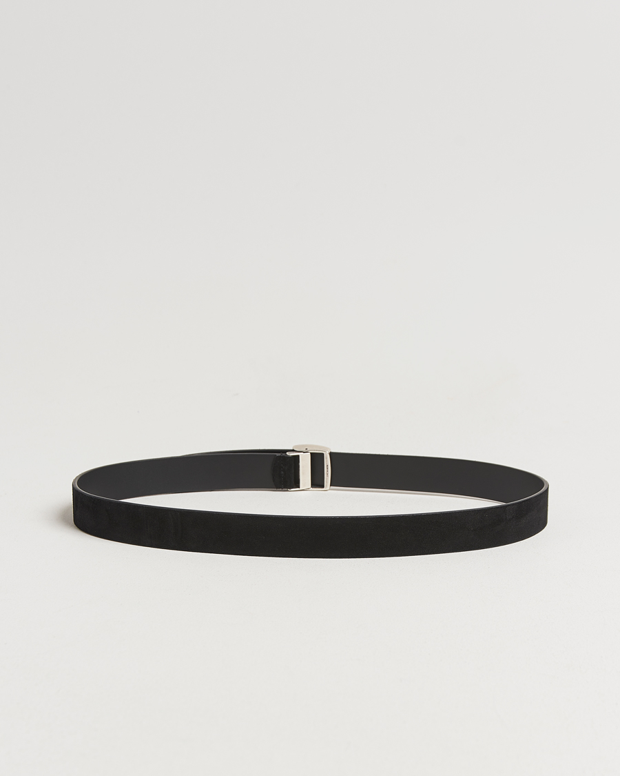 Men | Belts | Anderson's | Suede Buckle Belt 3cm Black