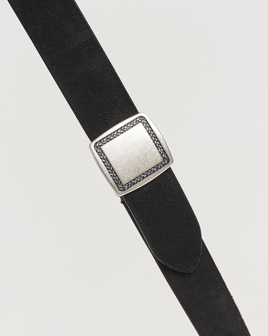 Men | Belts | Anderson's | Suede Buckle Belt 3cm Black