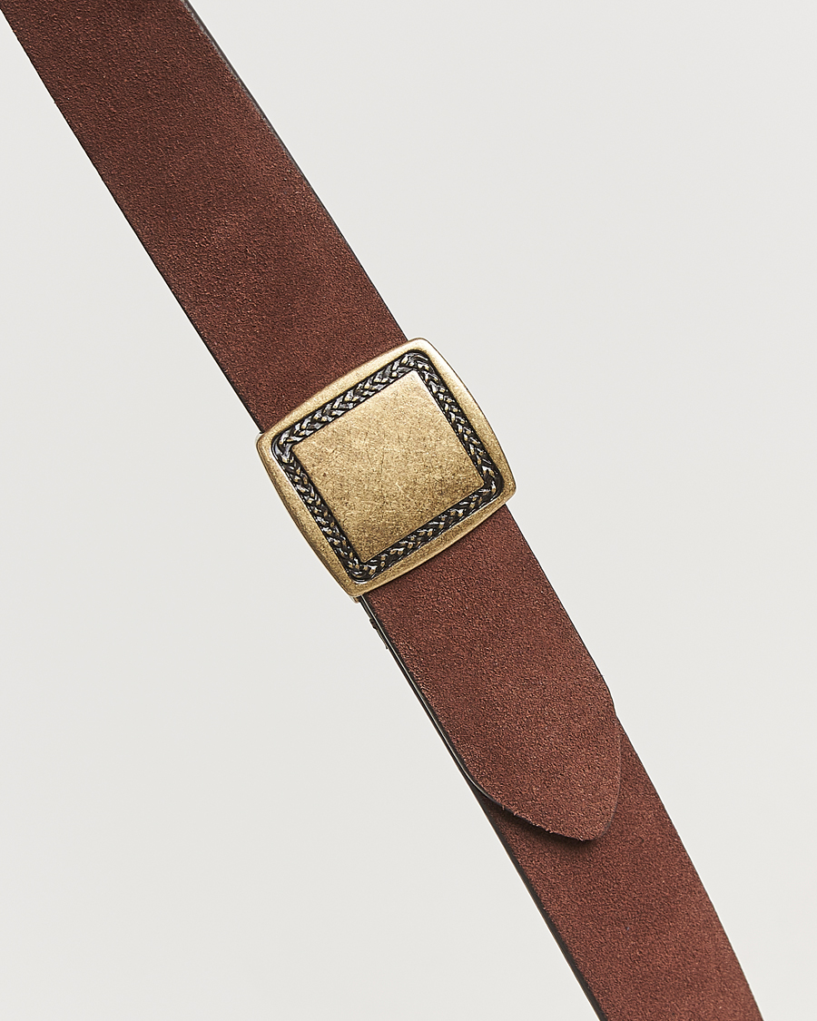 Men | Belts | Anderson's | Suede Buckle Belt 3cm Dark Brown