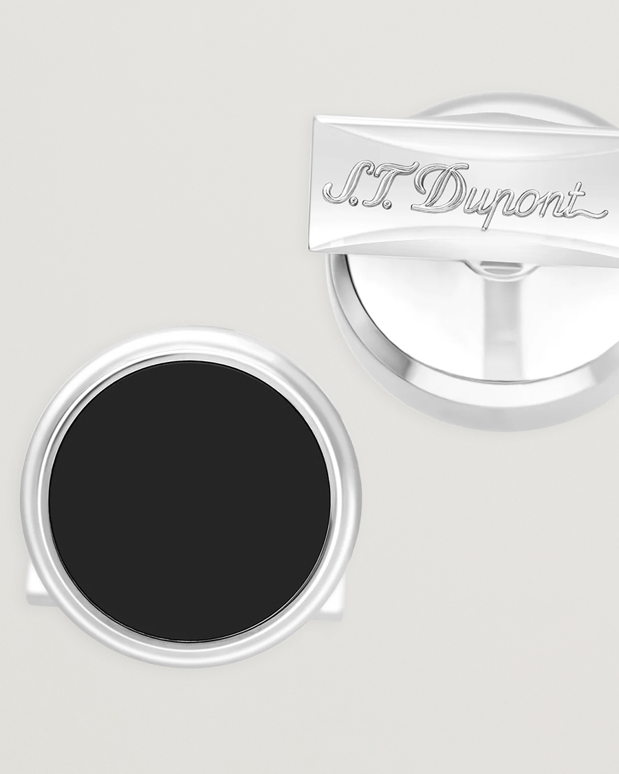 Men | Cufflinks | S.T. Dupont | Cufflink Round Black/Pall Silver