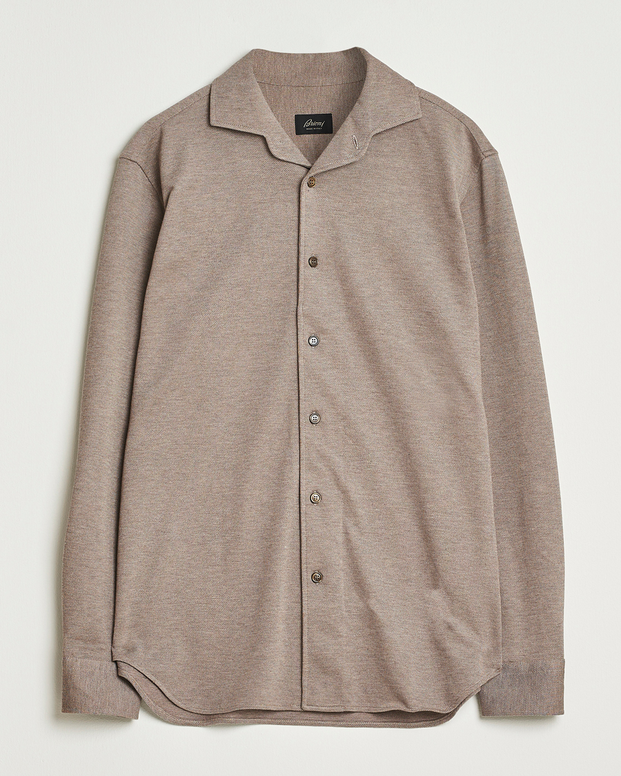 Men | Shirts | Brioni | Cotton Piquet Shirt Beige
