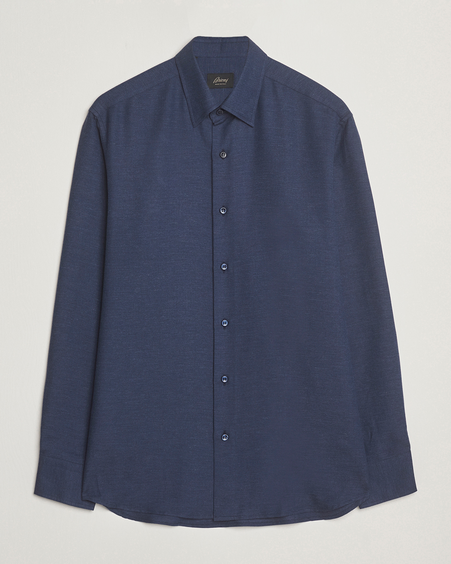 Men | Shirts | Brioni | Cotton/Cashmere Flannel Shirt Navy