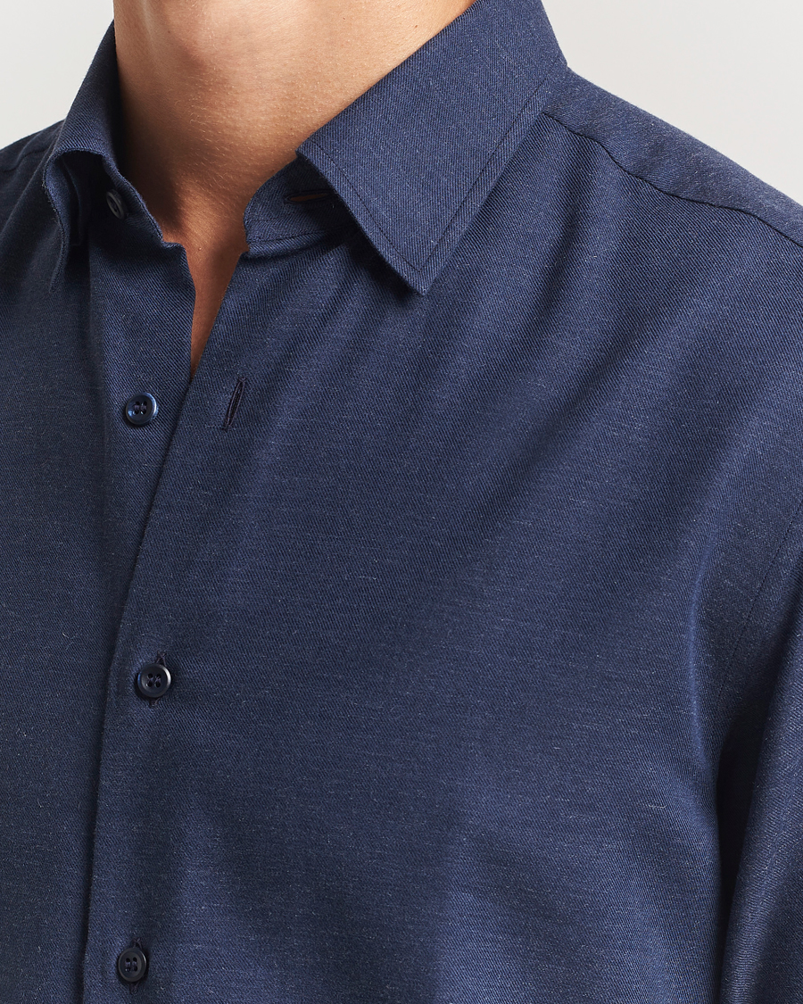 Men | Shirts | Brioni | Cotton/Cashmere Flannel Shirt Navy
