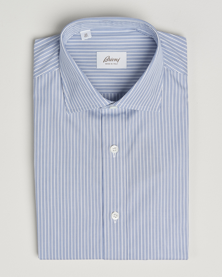 Men | Shirts | Brioni | Classic Dress Shirt Blue Stripe