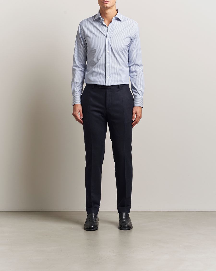 Men | Shirts | Brioni | Classic Dress Shirt Blue Stripe