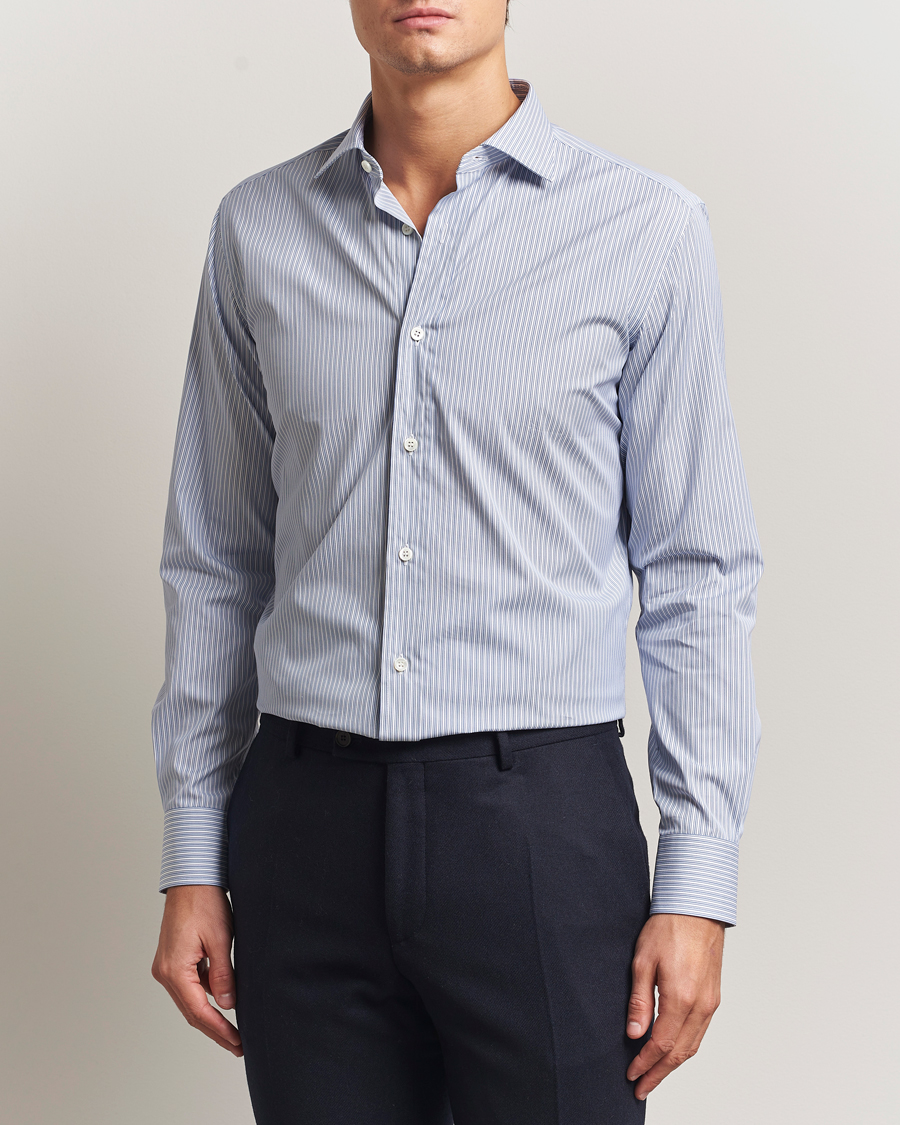 Men | Shirts | Brioni | Classic Dress Shirt Blue Stripe
