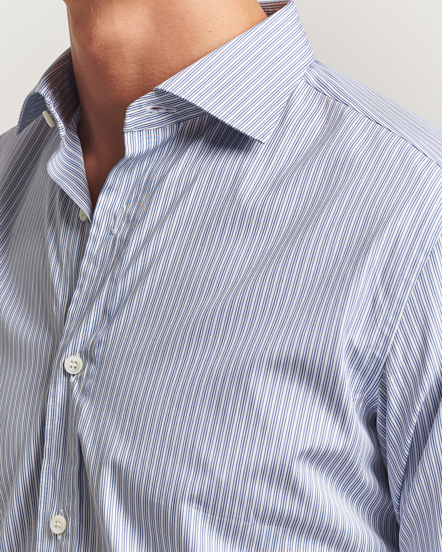 Men | Shirts | Brioni | Classic Dress Shirt Blue Stripe