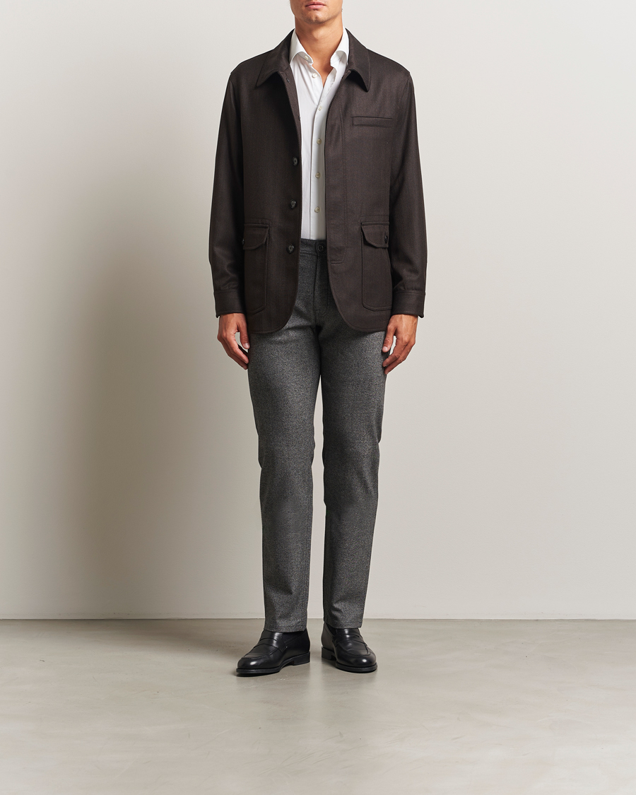 Men | Trousers | Brioni | 5-Pocket Flannel Pants Grey Melange