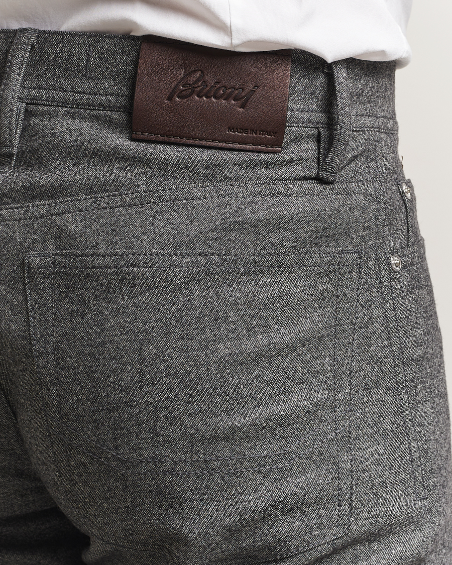 Men | Trousers | Brioni | 5-Pocket Flannel Pants Grey Melange