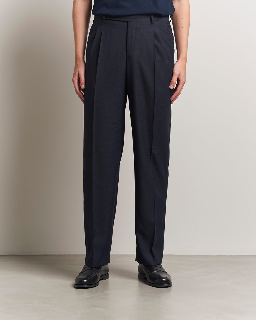 Men | Trousers | Brioni | Capri Wool Trousers Navy