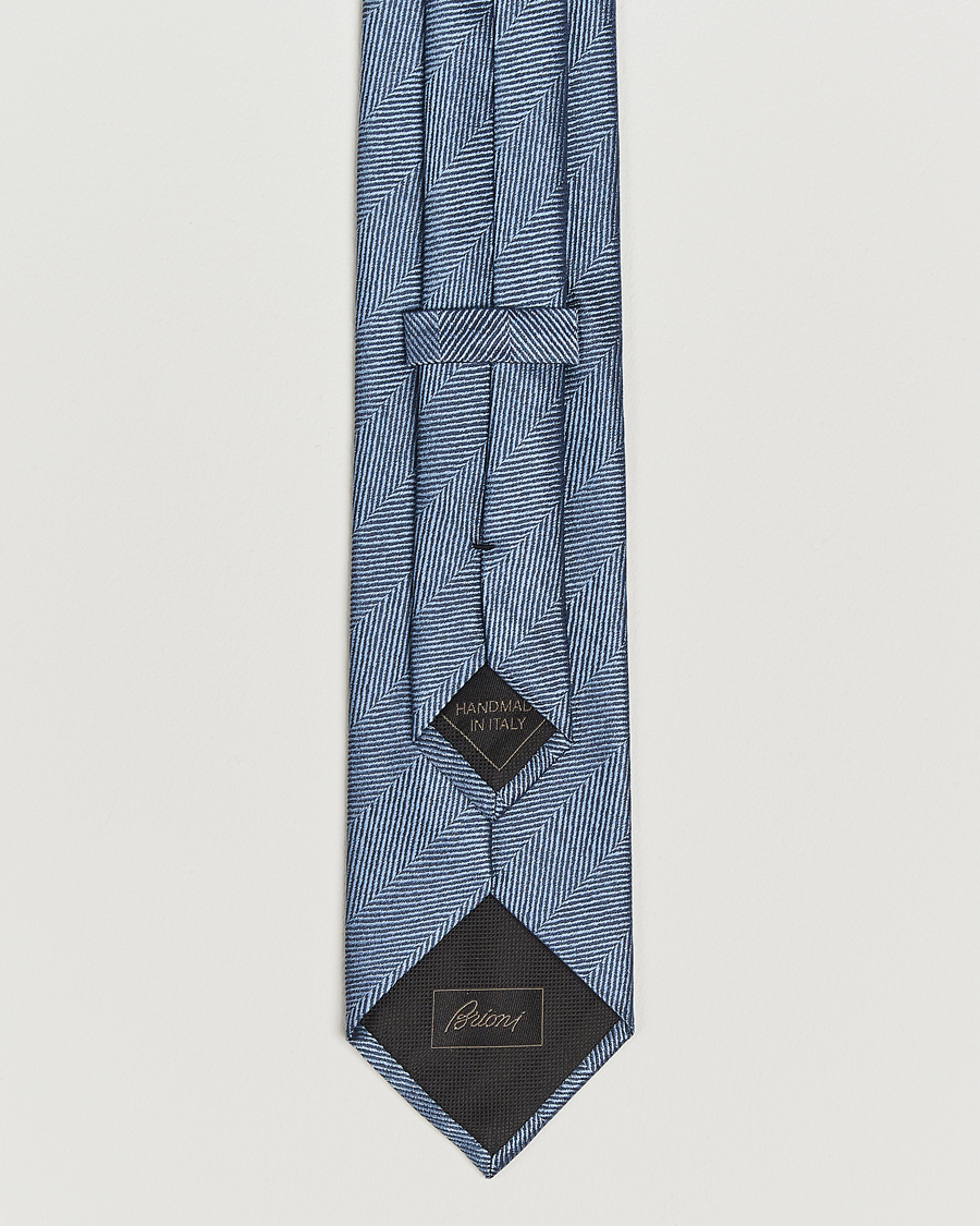 Men | Ties | Brioni | Herringbone Silk Tie Light Blue