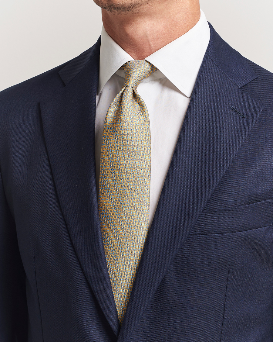 Men | Ties | Brioni | Printed Silk Tie Yellow
