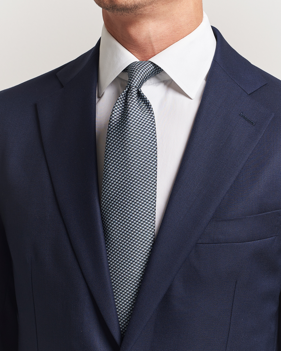 Men | Ties | Brioni | Printed Silk Tie Navy