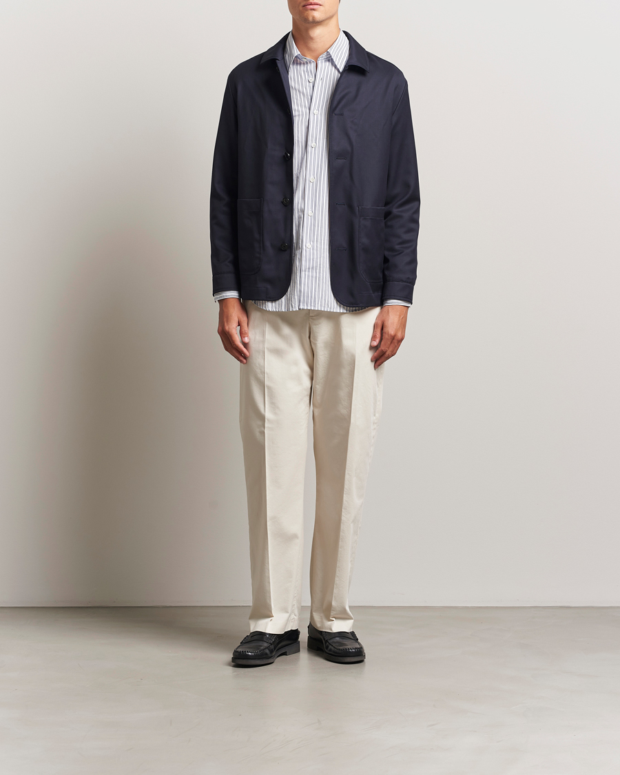 Men | Trousers | NN07 | Paw Cotton/Lyocell Pleated Trousers Ivory