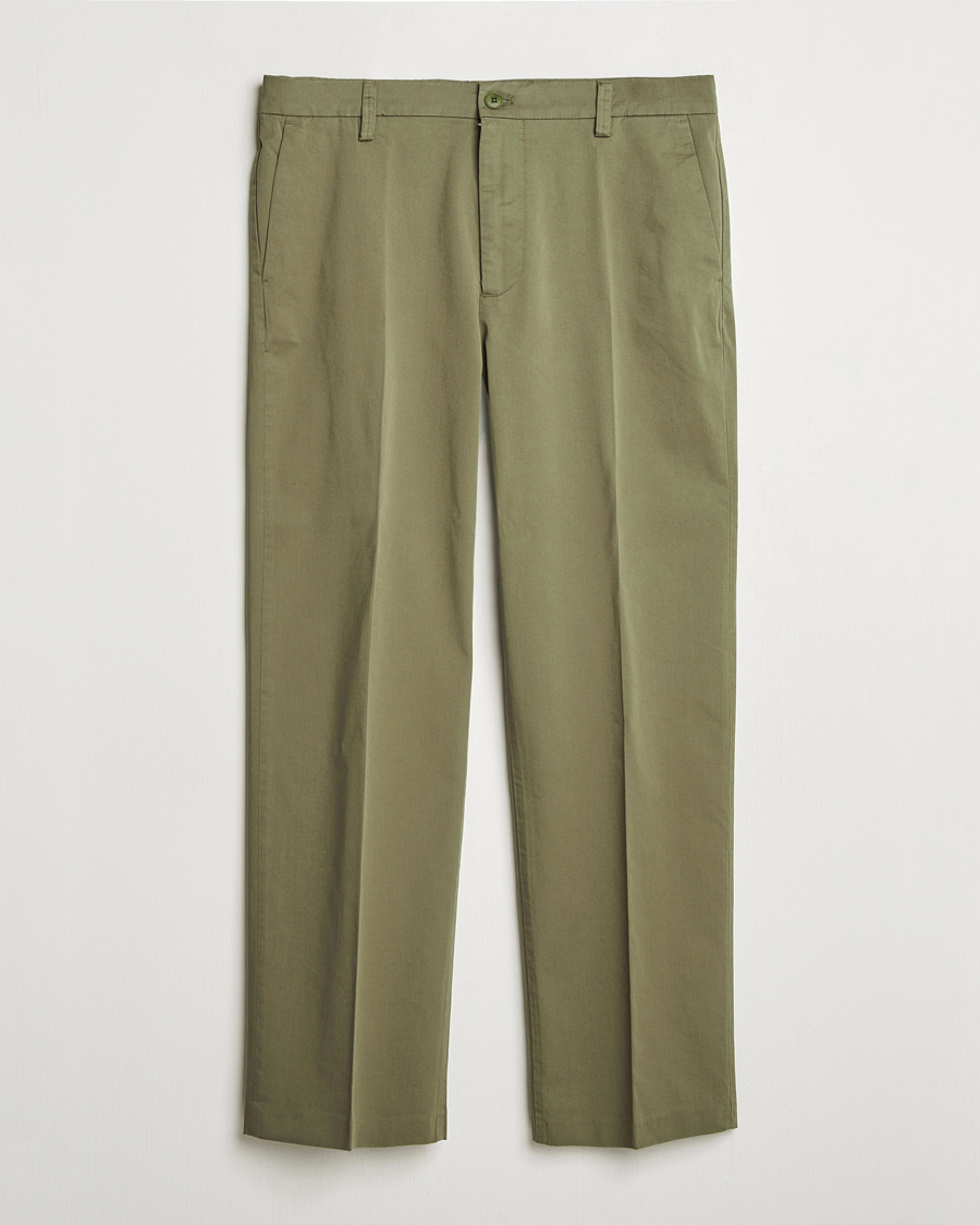 Men | Trousers | NN07 | Paw Cotton/Lyocell Pleated Trousers Capers Green