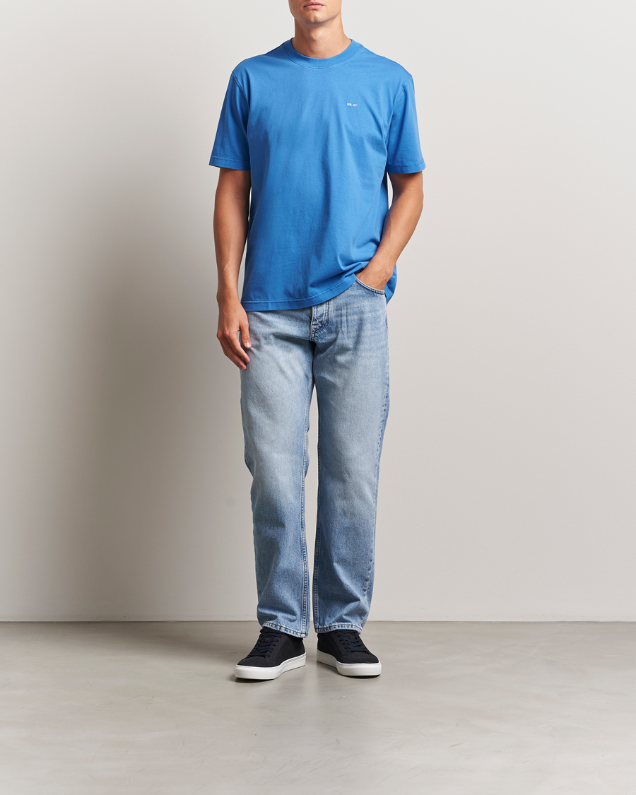 Men | T-Shirts | NN07 | Adam Logo Crew Neck T-Shirt Blue Quartz