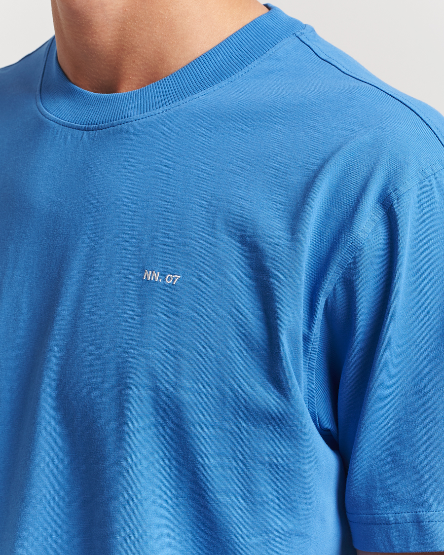 Men | T-Shirts | NN07 | Adam Logo Crew Neck T-Shirt Blue Quartz