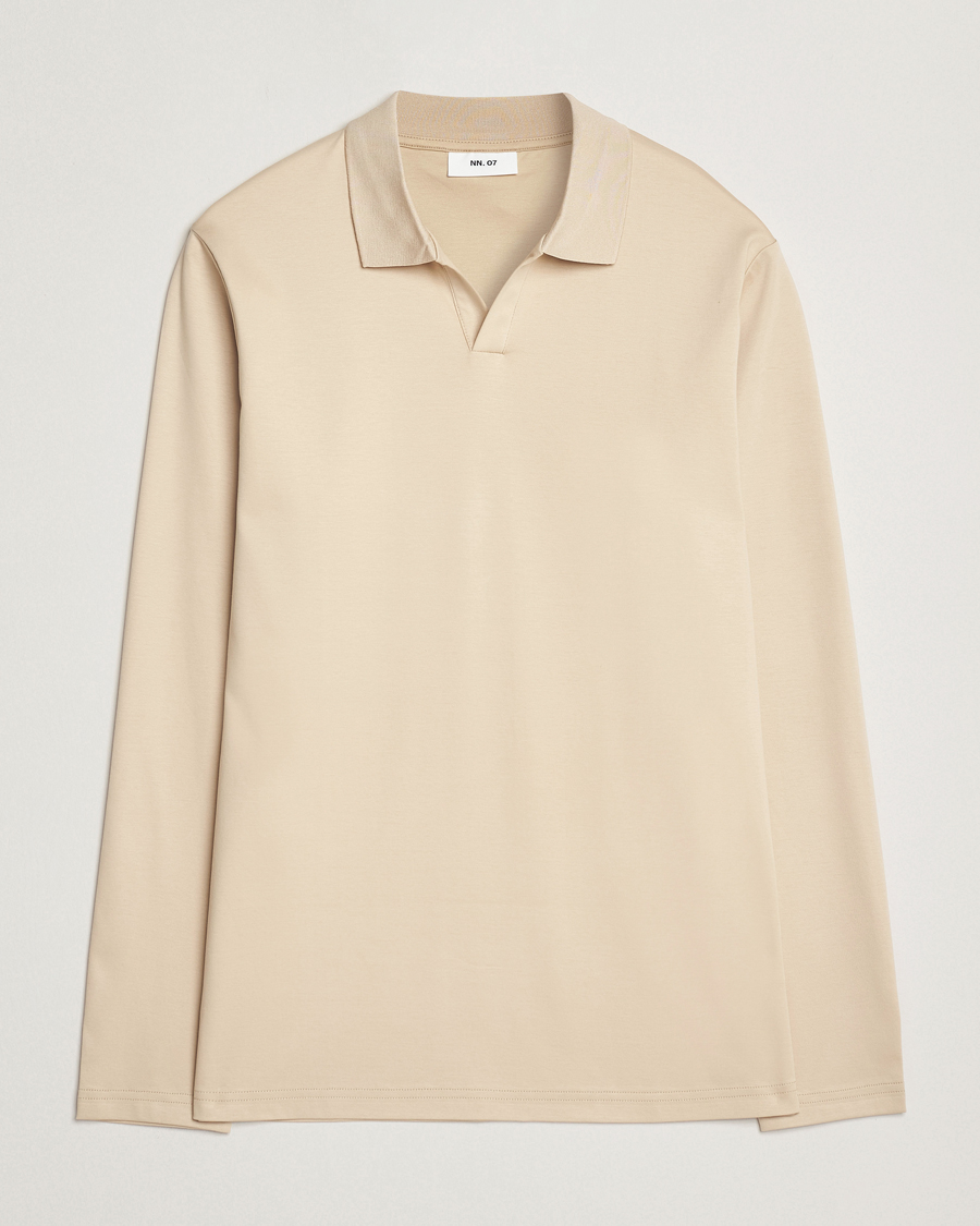 Men | Polo Shirts | NN07 | Paul Long Sleeve Polo White Peppar